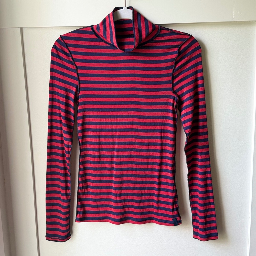 We The Free Free People Americana Combo Striped Turtleneck Red Blue Small NWT
